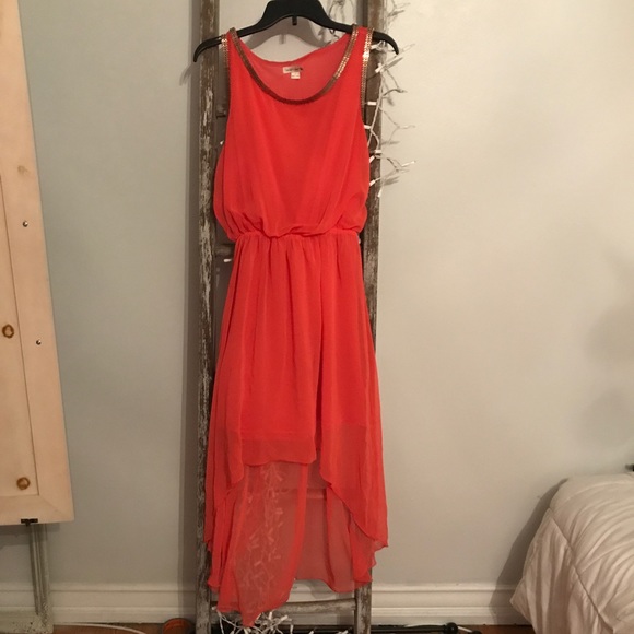 Adorable orange high low dress - Picture 1 of 5